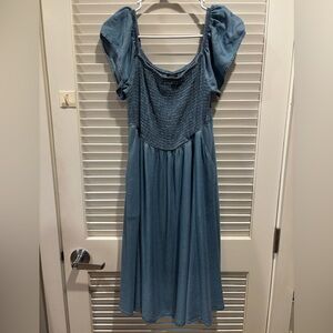 Torrid Blue Dress with Smocked Bodice